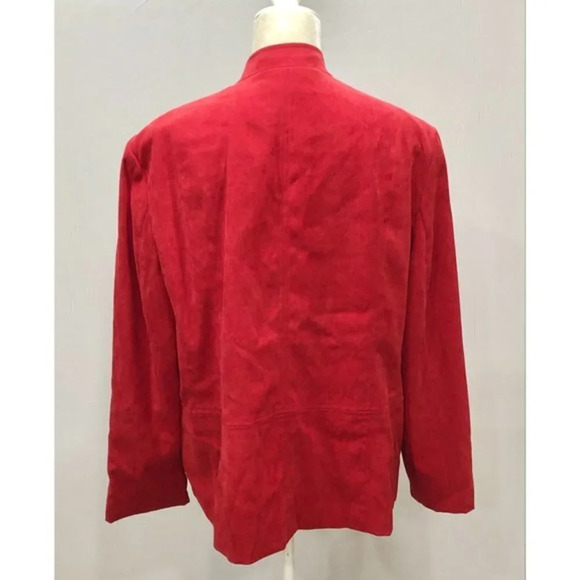 JM Collection Red Vegan Suede Jacket Blazer 16W - Picture 3 of 5